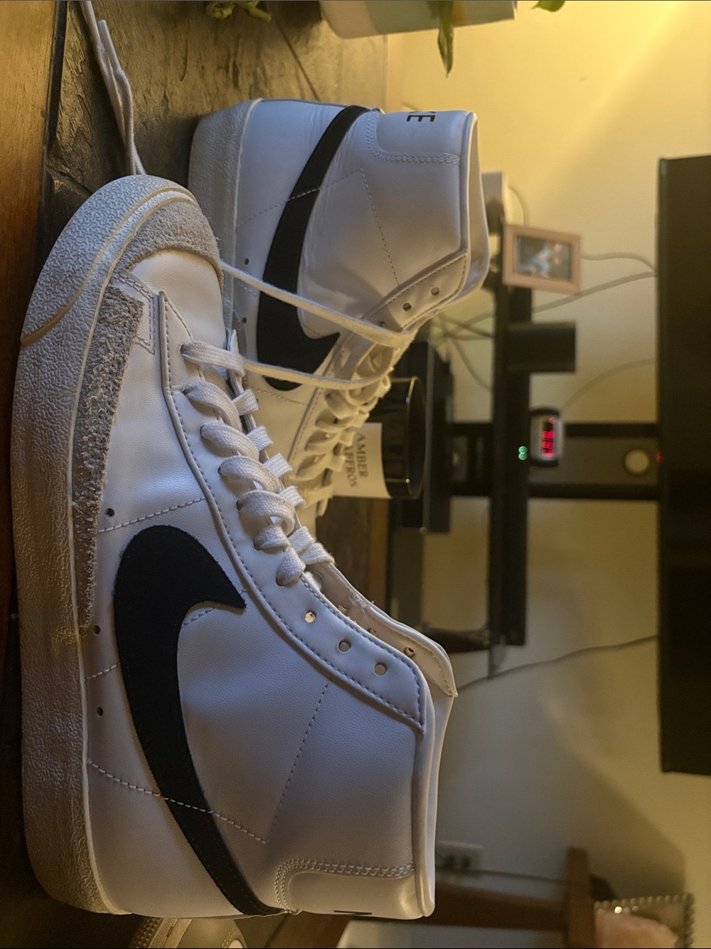 Nike Men’s White High-Top Sneakers with Black Swoosh
